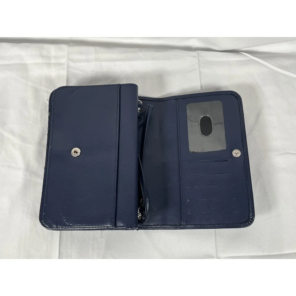 BUXTON Navy‎ Blue Crossbody Organizer Double Snap Removable Strap